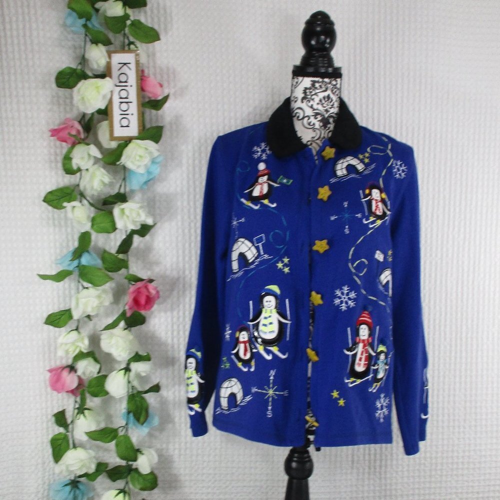 SPORT ELLE Blue Christmas Sweater Size Large